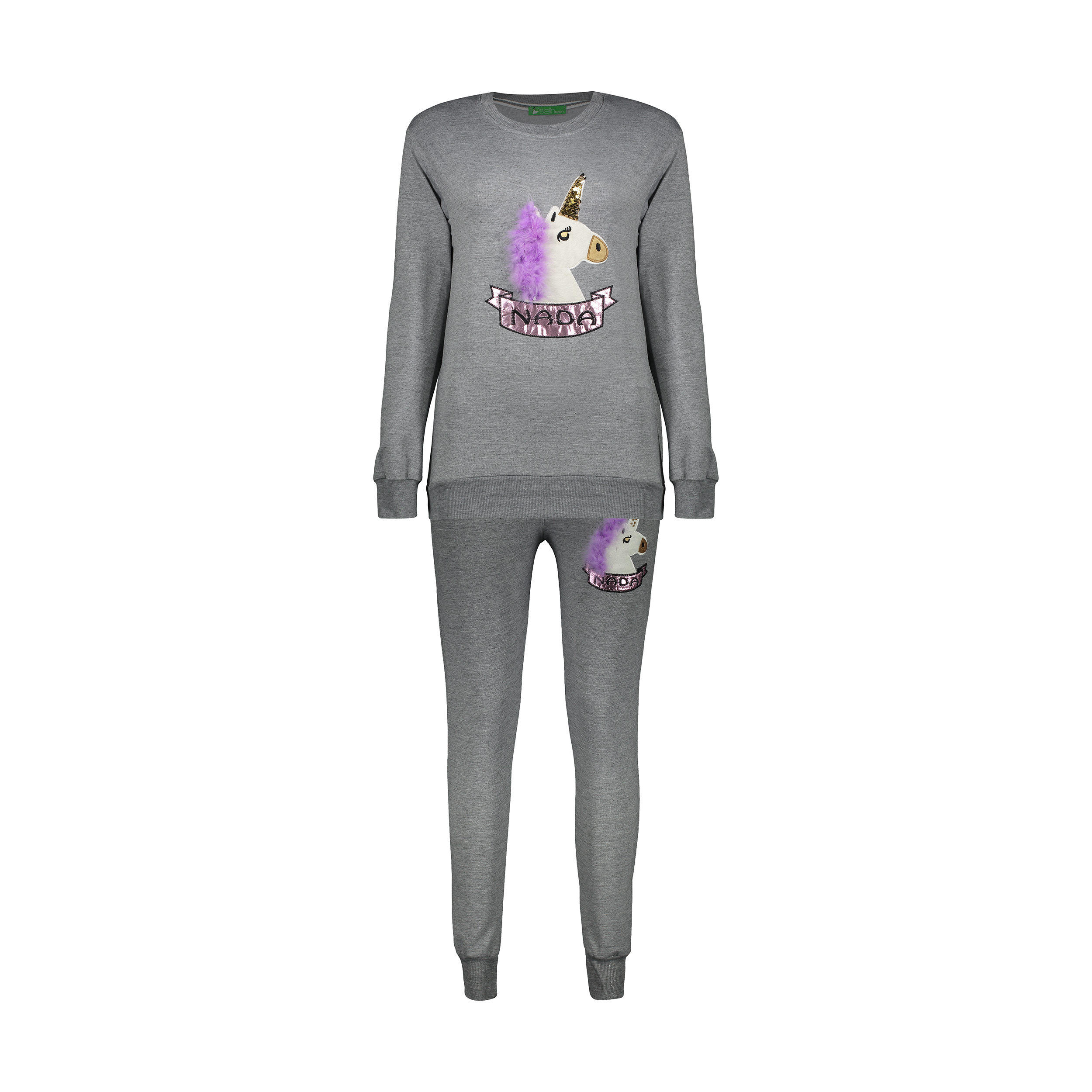 ست تی شرت و شلوار دخترانه طرح اسب شاخ دار کد 010