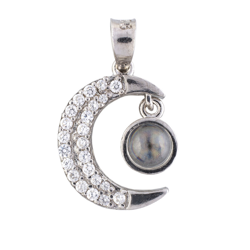 آویز گردنبند نقره زنانه مدل ماه و عشق AMT-M106
