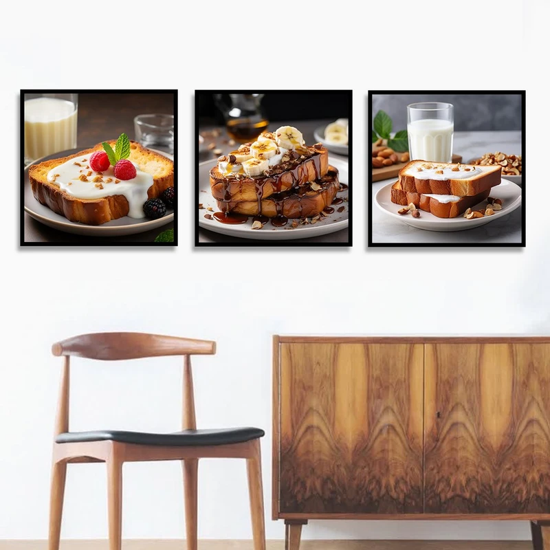 تابلو بکلیت طرح کافه و صبحانه مدل شاین اکلیلی B-1262 مجموعه 3 عددی