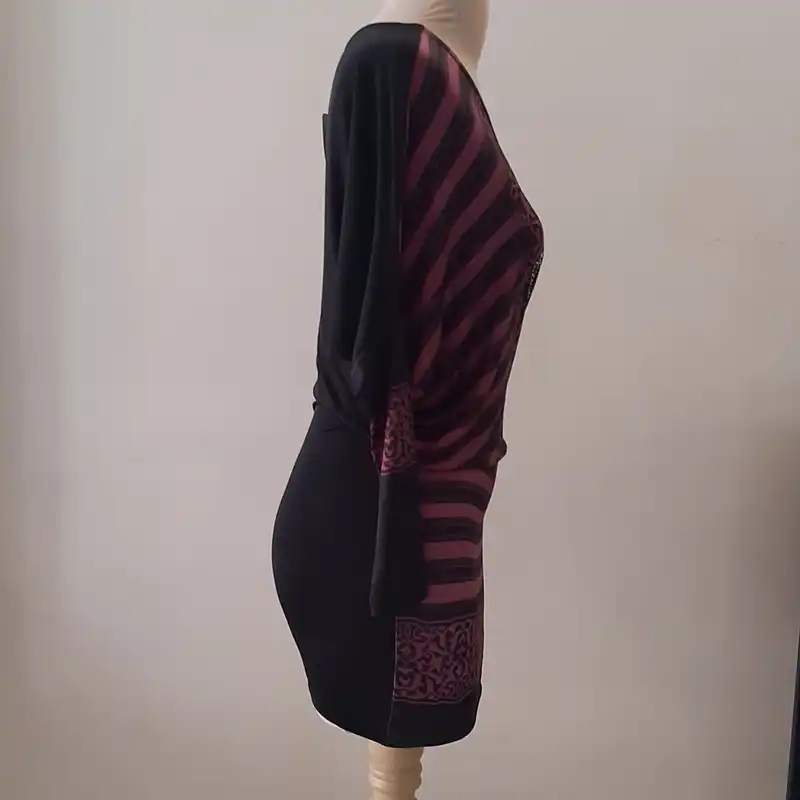 پیراهن زنانه مدل یقه رومی آستین بلند