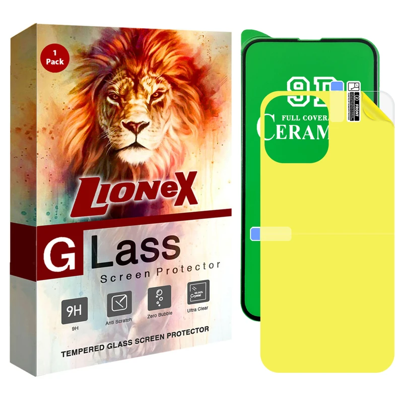 محافظ صفحه نمایش لایونکس مدل 2CRN مناسب برای گوشی موبایل اپل iPhone 13 Pro Max به همراه محافظ پشت گوشی