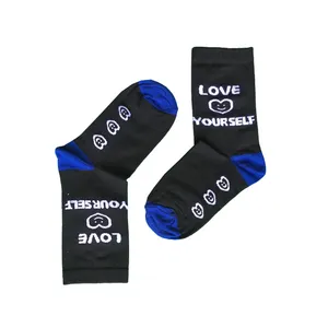 جوراب دخترانه مدل ساق دار طرح نوشته کد LOV-BL رنگ مشکی