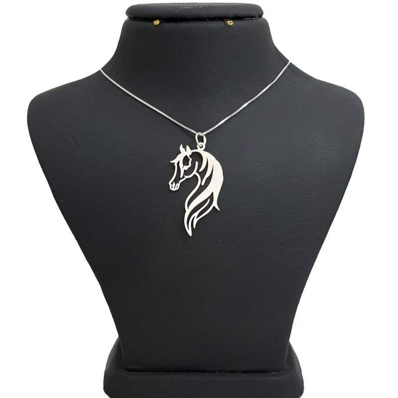 گردنبند نقره زنانه طرح اسب ترکمن کد AS52 -  - 1