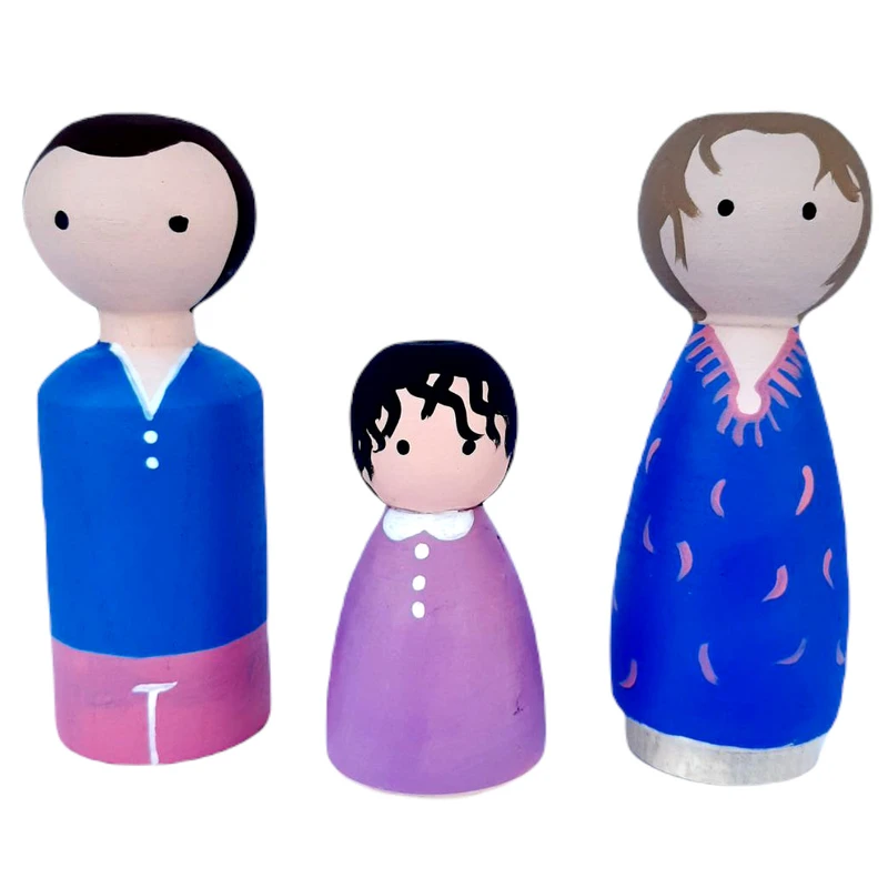 عروسک چوبی مدل خانواده من کد WT02 مجموعه 3 عددی