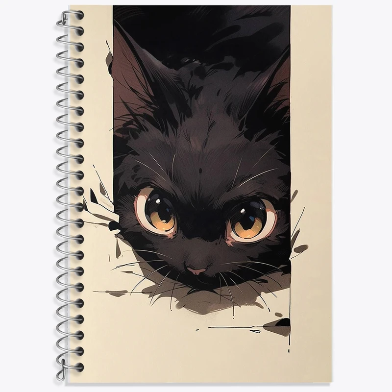 دفتر زبان 50 برگ خندالو مدل سه خط طرح گربه (Cat) کد F976