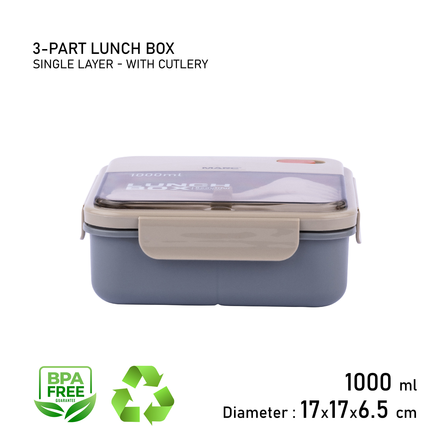 ظرف غذا مدل 3 خانه مربعی