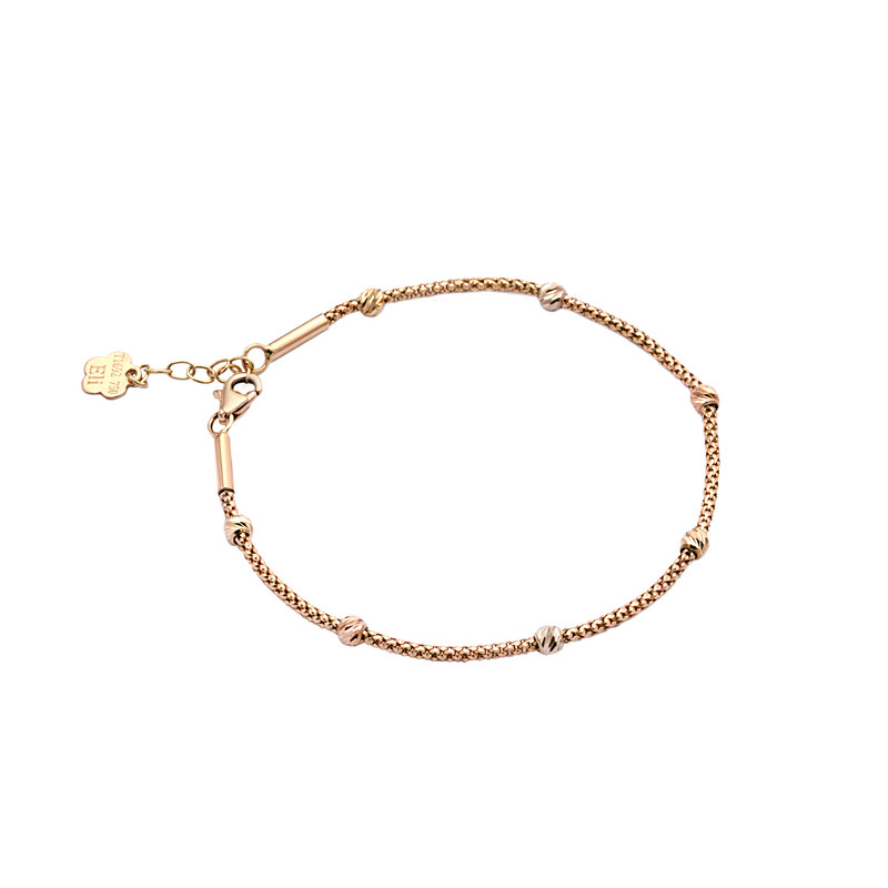 دستبند زنجیری طلا 18 عیار زنانه الی گالری مدل پاپکورن