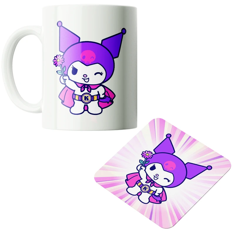 ماگ پاد آفرین مدل کارتونی سانریو کرومی مای ملودی هلوکیتی کد PZ084 به همراه زیرلیوانی