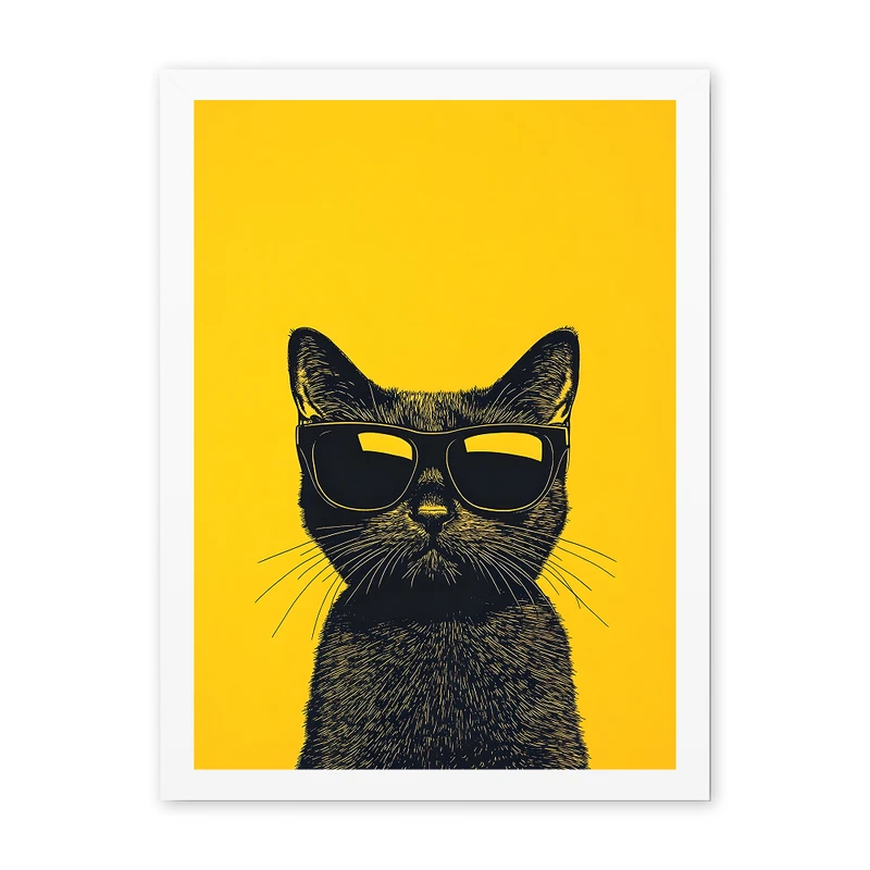 تابلو مدل دکوراتیو طرح گربه کد 1142 فریم سفید