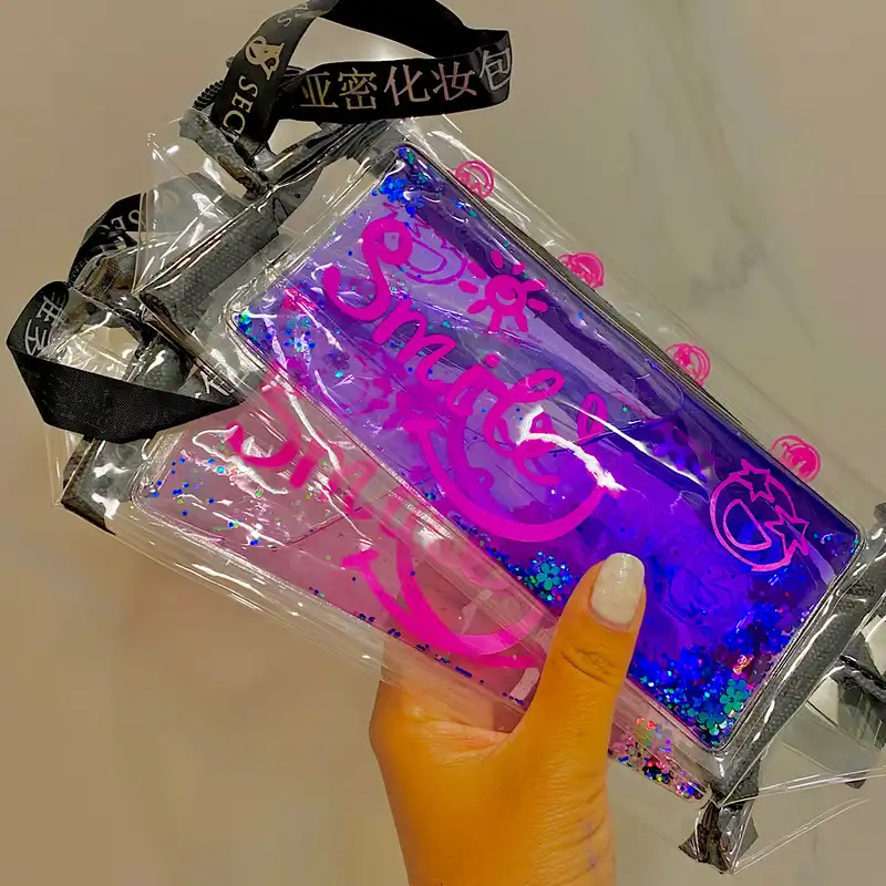 کیف لوازم آرایش زنانه مدل آکواریومی طرح smile