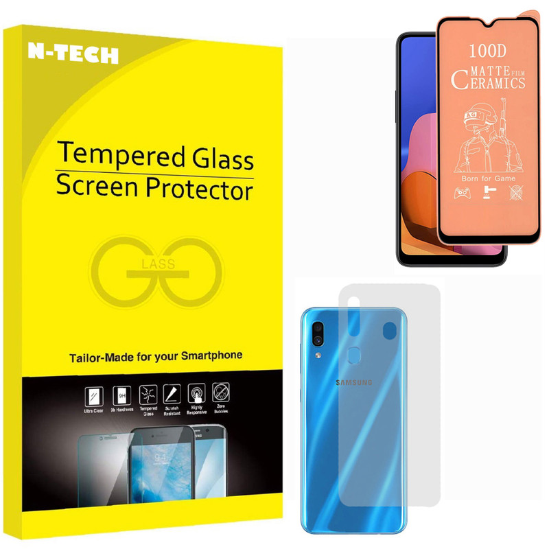  محافظ صفحه نمایش سرامیکی مات انتک مدل CRBKM-01 مناسب برای گوشی موبایل سامسونگ Galaxy A30 به همراه محافظ پشت گوشی 