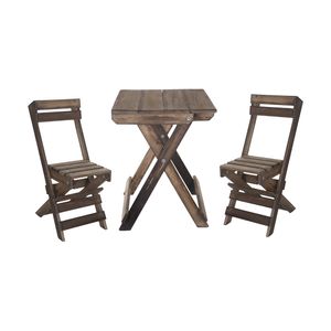 میز و صندلی سفری مدل تاشو چوبی کد 001 مجموعه 3 عددی