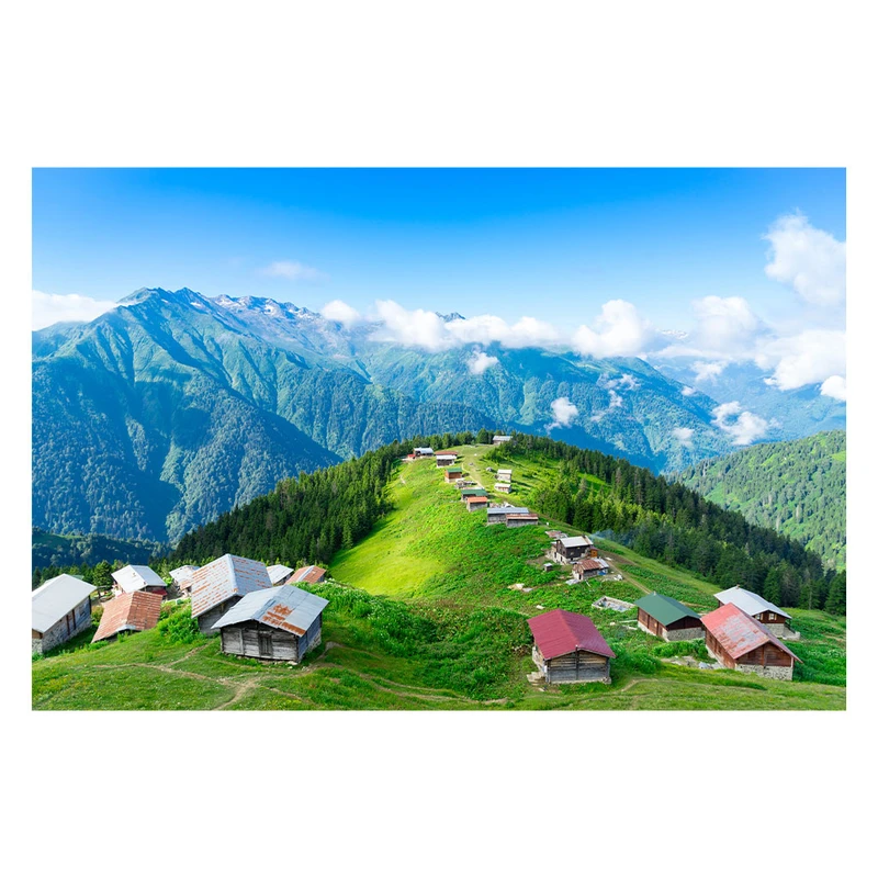 فرش پارچه‌ای مدل فرشینه طرح ییلاق مدل کوه سرسبز کد AR3060350