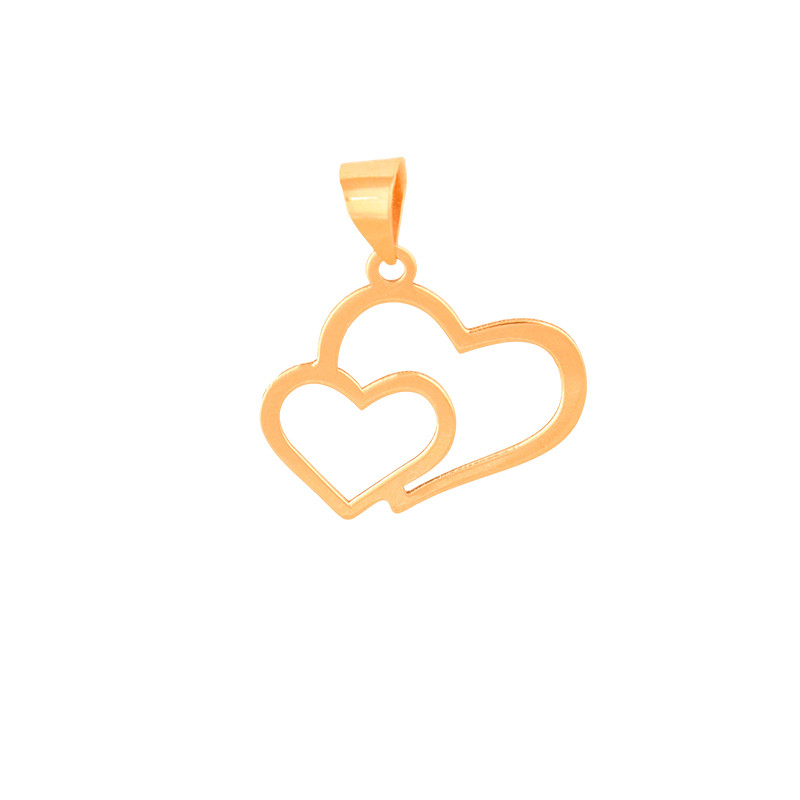 آویز گردنبند طلا 18 عیار زنانه گالری قو طلایی طرح دو قلب