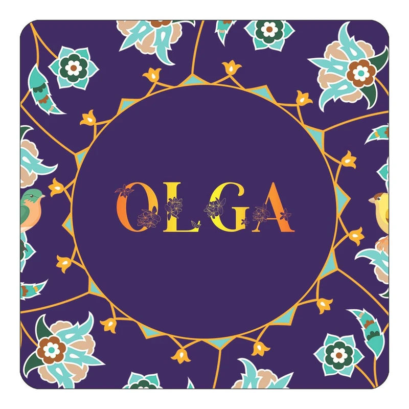 مگنت کاکتی طرح اسم الگا olga مدل گل و بلبل کد mg16568
