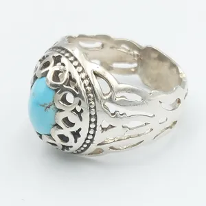 انگشتر نقره مردانه مدل فیروزه کد 20613