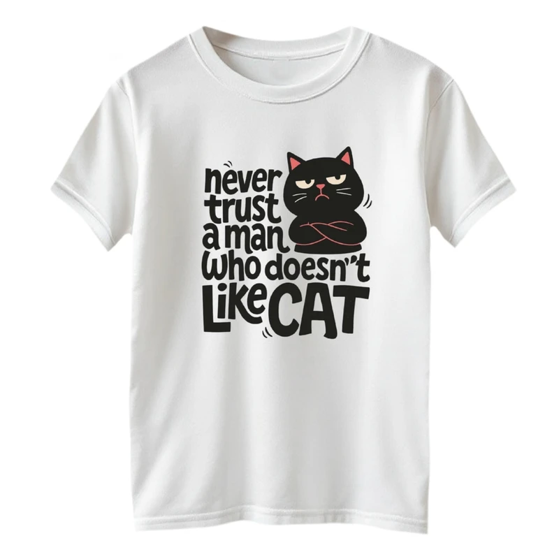 تی شرت آستین کوتاه بچگانه مدل گربه نوشته کد 2