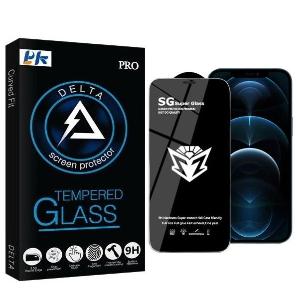 محافظ صفحه نمایش پي كي مدل Super Glass مناسب برای گوشی موبایل اپل Iphone 12 Pro Max