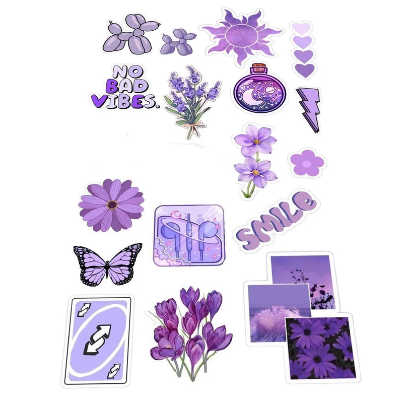 استیکر لپ تاپ و گوشی مدل پرپل تایپ کد 5335 مجموعه 17 عددی