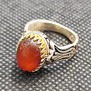 انگشتر نقره مردانه مدل سنگ عقیق خراسانی کد 525