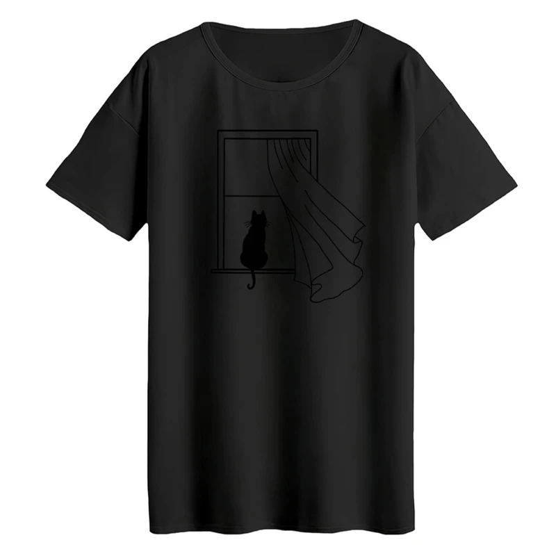 تی‌شرت لانگ آستین کوتاه زنانه مدل پنجره