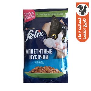 پوچ گربه فلیکس مدل گوشت خرگوش در ژله وزن 85 گرم