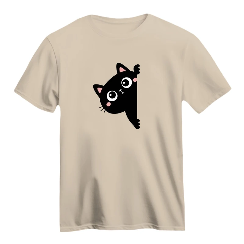 تی شرت آستین کوتاه زنانه مدل گربه کد ۱۶