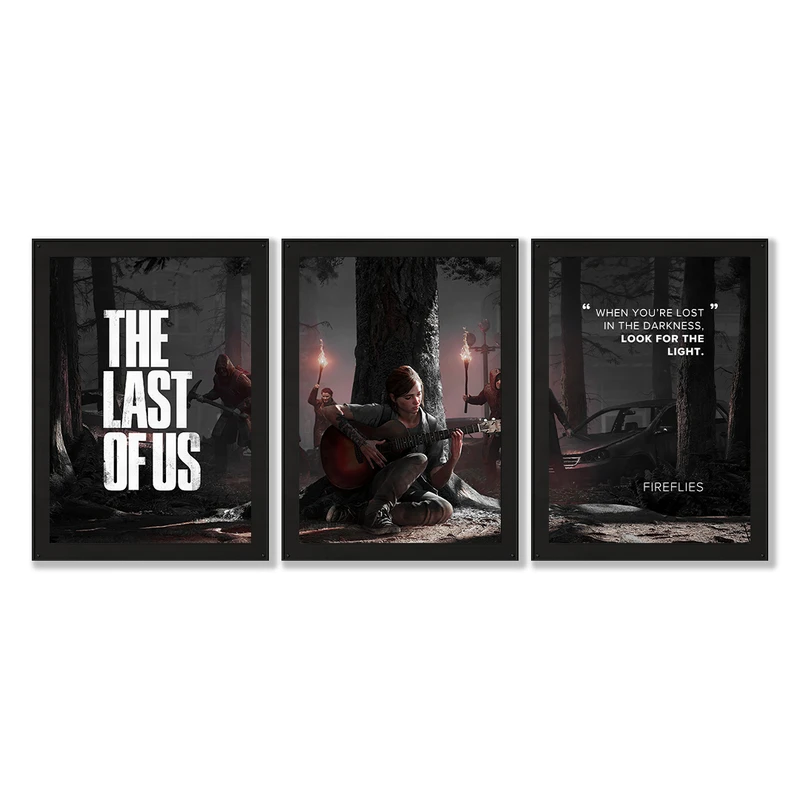 تابلو طرح بازی The Last Of Us مدل ۲۱۷۰۰۴۳۳ فریم مشکی مجموعه ۳ عددی