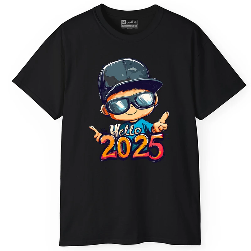 تی شرت آستین کوتاه مردانه پاد آفرین مدل اسپرت طرح سال میلادی 2025 کد PT044