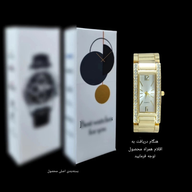 ساعت مچی عقربه ای زنانه مدل دور نگین بند النگویی کد 1