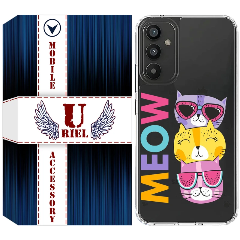 کاور یوریل قاب مدل Clear کد 57 طرح گربه مناسب برای گوشی موبایل سامسونگ Galaxy A13 5G