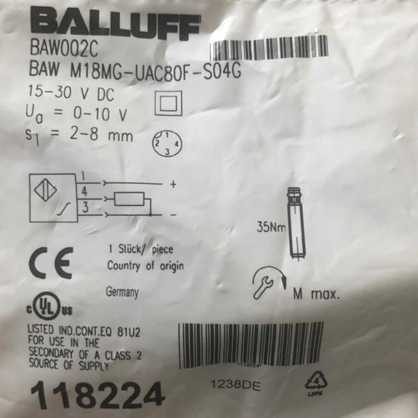 سنسور القایی بالوف مدل BAW M18MG-UAC80F-S04G سنسور القایی بالوف مدل BAW M18MG-UAC80F-S04G