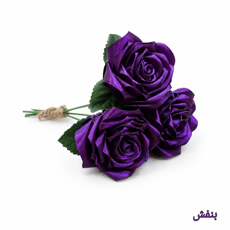 دسته گل مصنوعی مدل رز روبانی ۳ شاخه