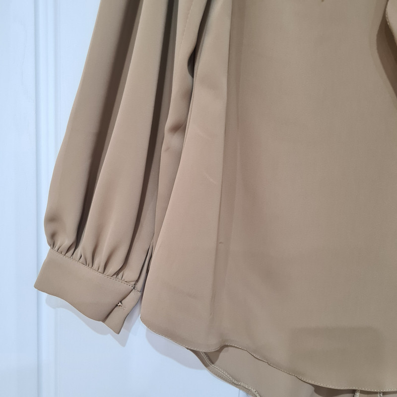 بلوز آستین بلند زنانه مدل کرپ یقه گره ای کد ۳