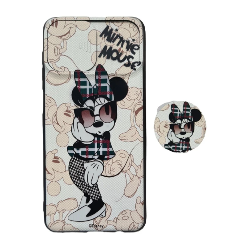 کاور طرح مینی موس کد 1220 مناسب برای گوشی موبایل سامسونگ Galaxy A12 به همراه پاپ سوکت