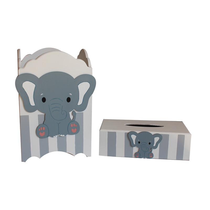 ست سطل و جادستمال کاغذی اتاق کودک مدل فیل