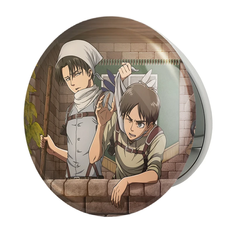 آینه جیبی خندالو طرح ارن و لیوای انیمه اتک آن تایتان Attack on Titan مدل تاشو کد 10962 