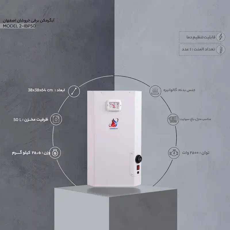 آبگرمکن برقی خروشان اصفهان مدل IBP50-2