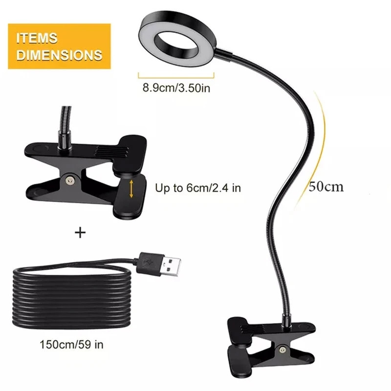 چراغ مطالعه مدل گیره ای طرح رینگ لایت