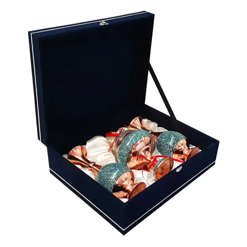 ست 3 تکه گلدان و شکلات خوری فیروزه کوبی کد 25-1