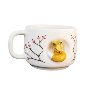 ماگ مدل روباه ژاپنی طرح برجسته