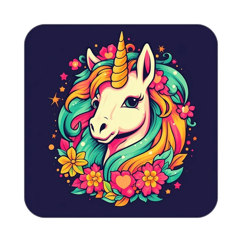 زیر لیوانی کاکتی طرح اسب تک شاخ و یونیکورن مدل mp30118