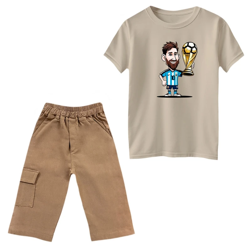 ست تی‌شرت و شلوارک پسرانه مدل مسی کد 7