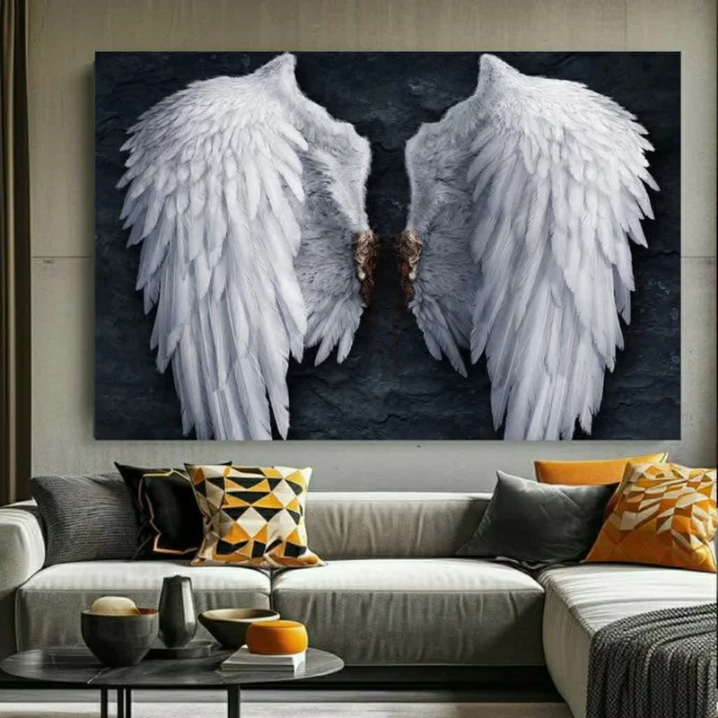 تابلو بوم طرح فرشته مدل بال های سفید کد BR156