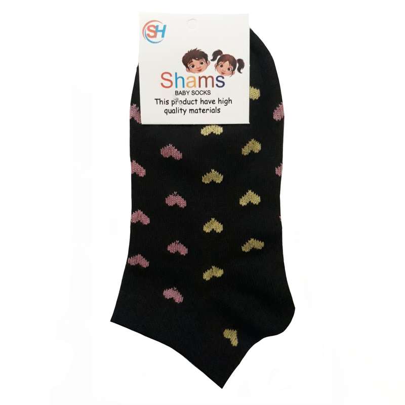 جوراب دخترانه مدل نانو پنبه قلبی رنگ مشکی