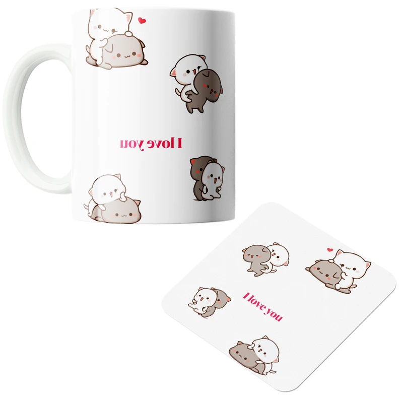 ماگ پاد آفرین مدل فانتزی کد  ۱۵ به همراه زیر لیوانی 