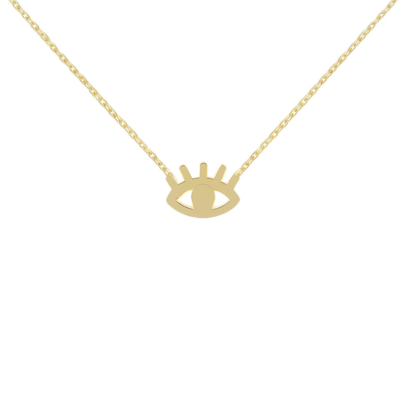 گردنبند طلا 18 عیار زنانه با زنجیر حلقهای (فلامینگو) گالری قو طلایی مدل چشم و مژه