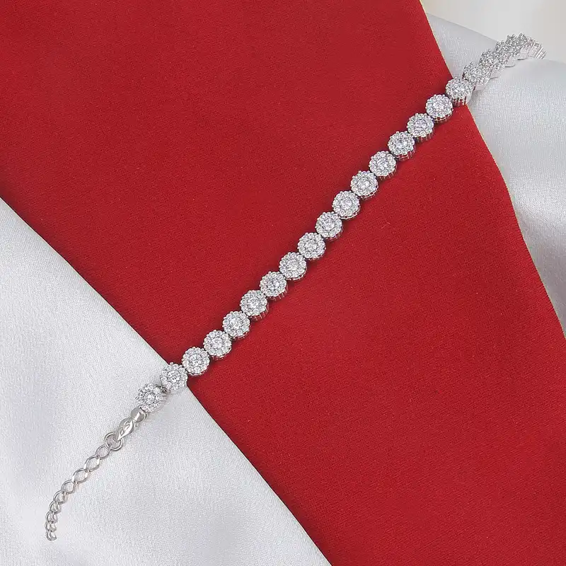 دستبند نقره زنانه مدل آبکاری رادیوم کد DP_601