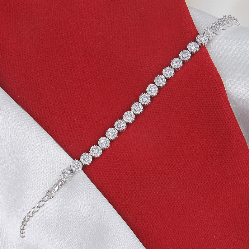 دستبند نقره زنانه مدل آبکاری رادیوم کد DP_601