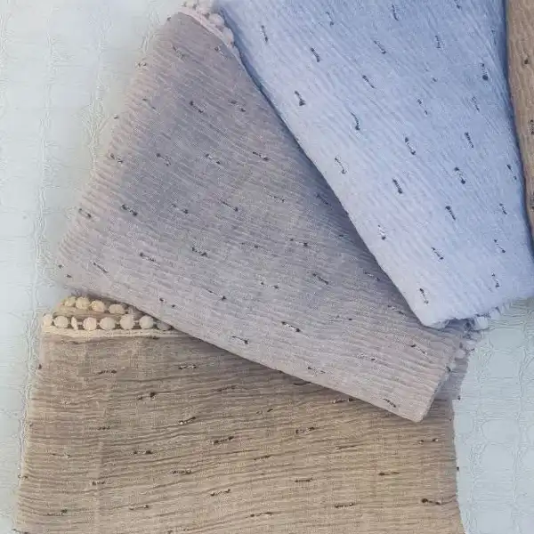 شال زنانه مدل نخی وارداتی پلیسه دور عدسی